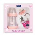 Chicco, Perfect5, Girl, zestaw dla noworodka:  butelka Perfect5 + smoczek Mini Soft + tasiemka