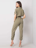Komplet damski, Bluzka, Spodnie, khaki, Rue Paris