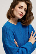 Sweter damski, niebieski, Moodo