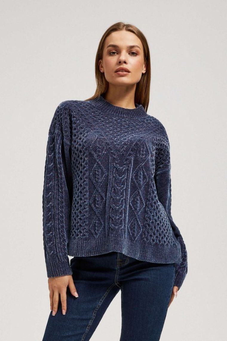 Sweter damski, granatowy, Moodo