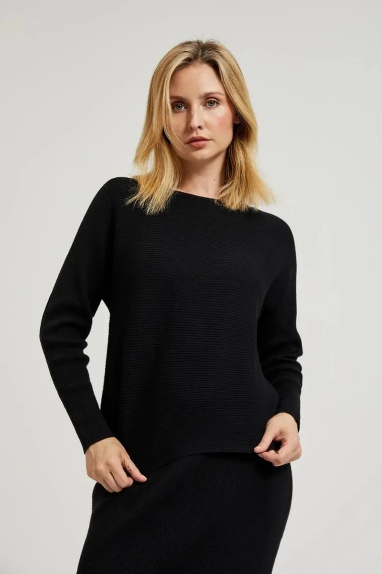 Sweter damski, czarny, Moodo