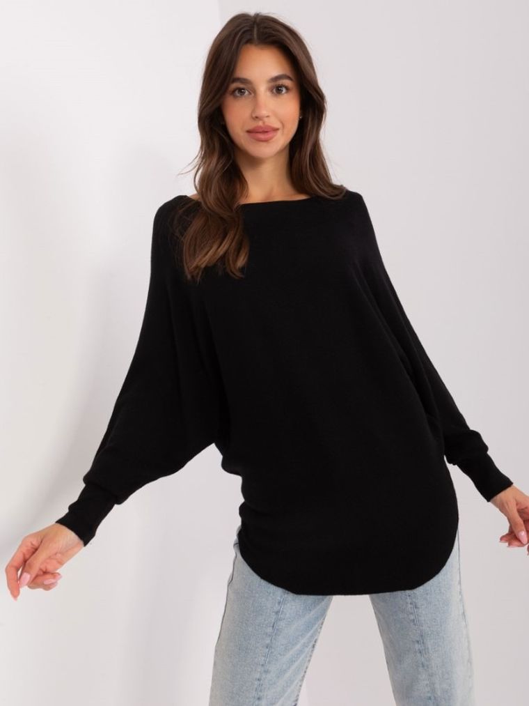 Sweter damski, oversize, czarny, P-M