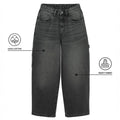 Regulowane grafitowe jeansy o kroju super baggy NOWEAR