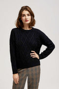 Sweter damski, czarny, Moodo