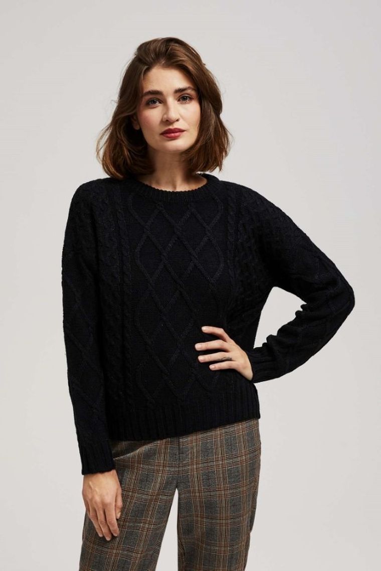 Sweter damski, czarny, Moodo