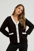 Sweter damski, rozpinany, czarny, Moodo