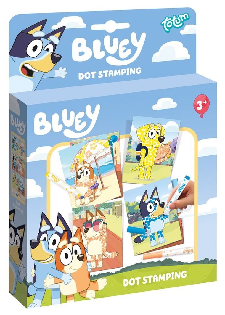 Totum, Bluey, kolorowanka ze stempelkami w pisaku, zestaw kreatywny