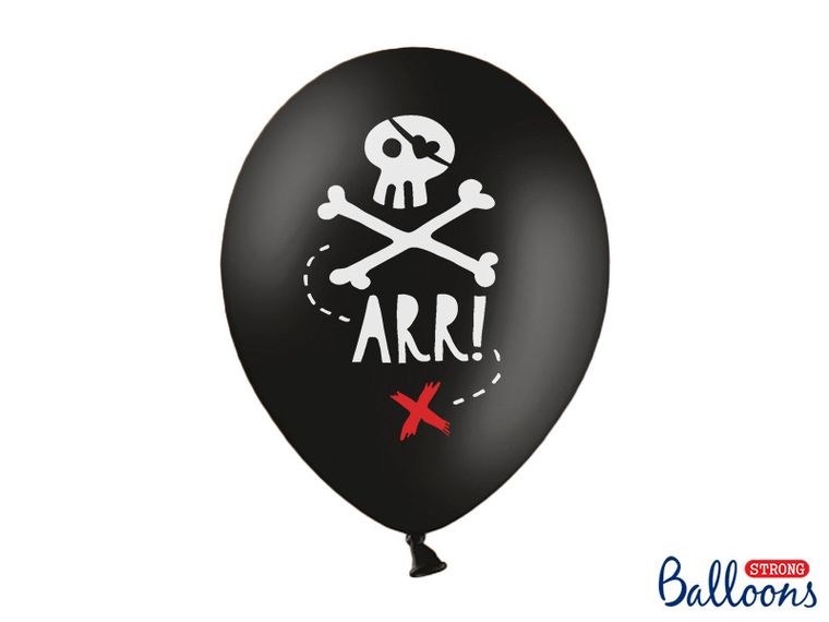 PartyDeco, Pirackie Party, balony lateksowe, piraci, czarne, 30 cm, 6 szt.