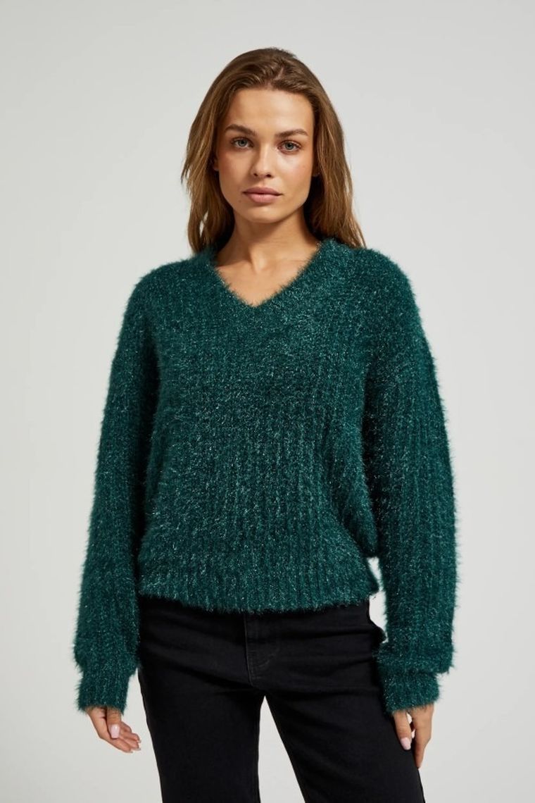 Sweter damski, zielony, Moodo