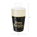 Party Tino, kubeczki, Happy New Year, czarne, 220 ml, 6 szt.