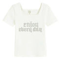 Cool Club, T-shirt dziewczęcy, prążkowany, biały