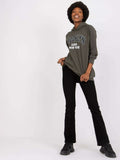 Bluza damska z kapturem, khaki, Italy Moda
