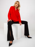 Sweter damski, oversize, czerwony, Rue Paris