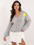 Sweter damski, rozpinany, szary, Italy Moda