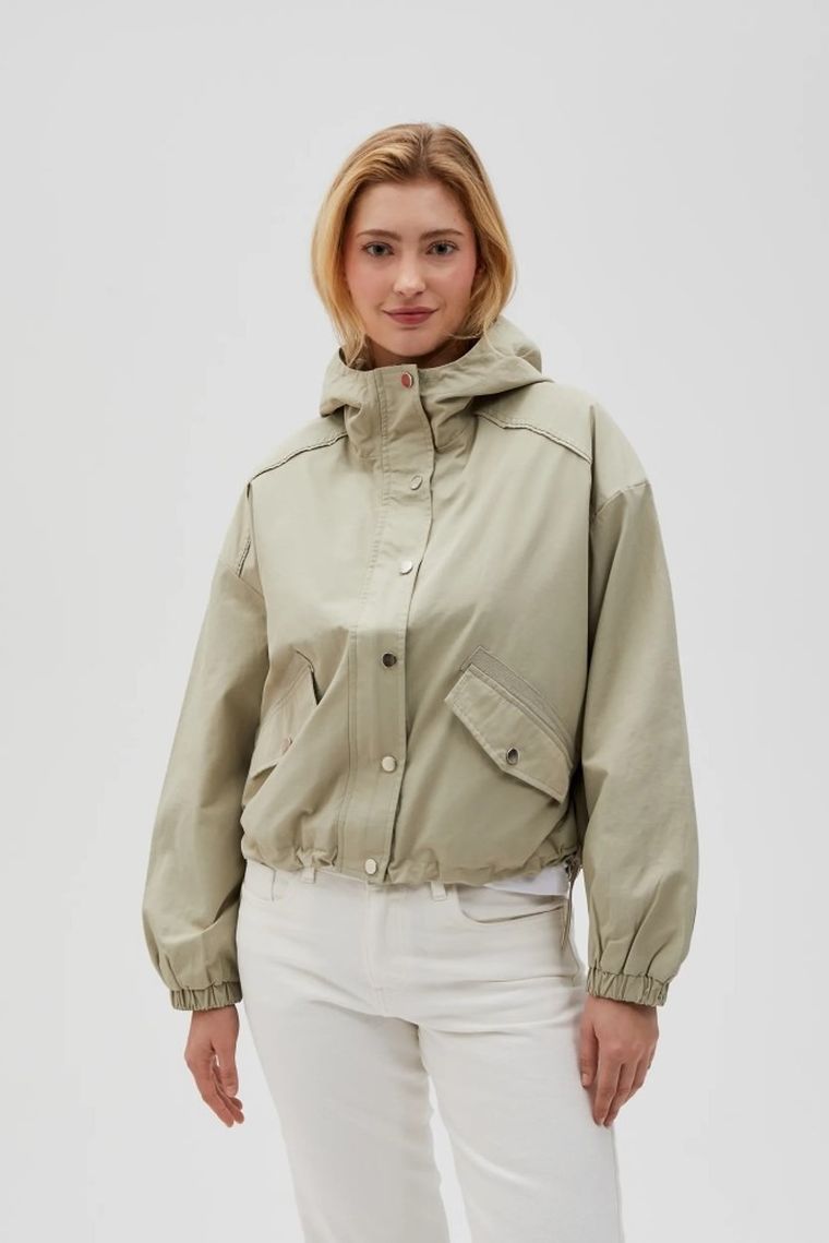 Kurtka damska z kapturem, khaki, Moodo