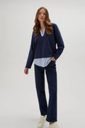Bluza damska, granatowa, Moodo