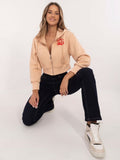 Bluza damska z kapturem, rozpinana, fioletowa, Calimera