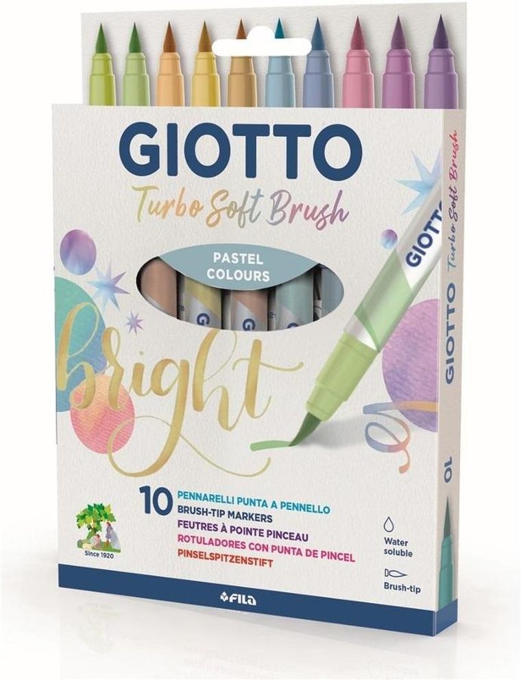 Giotto, Turbo Soft Brush, flamastry, Pastel, 10 kolorów