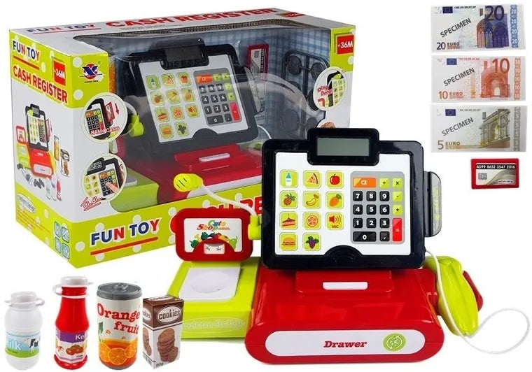 Lean Toys, kasa fiskalna z akcesoriami i kalkulatorem, dotykowa