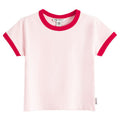 Różowy t-shirt slim z bawełny czesanej NOWEAR