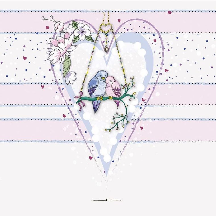 Clear Creations, Swarovski, karnet, Ptaszki w sercu