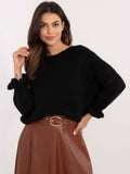 Sweter damski, oversize, czarny, Italy Moda