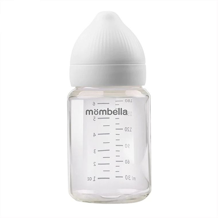 Mombella, Classic, szklana butelka dla niemowlaka, antykolkowa, 3-6m