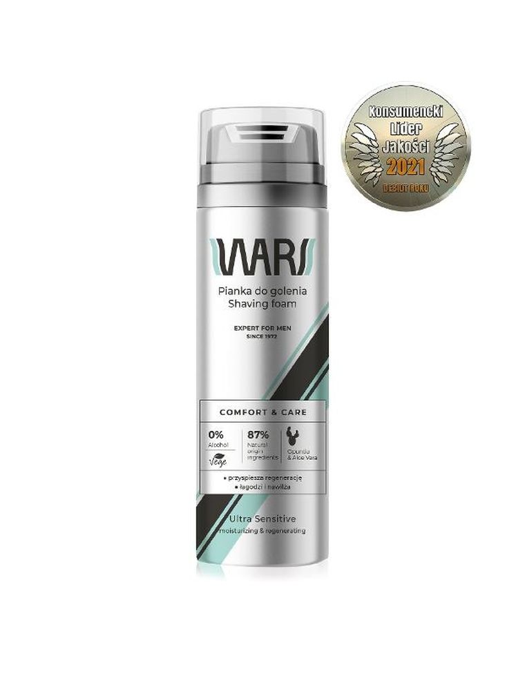 WARS, Expert For Men, Comfort & Care, pianka do golenia, Aloe Vera & Opuntia, 200 ml