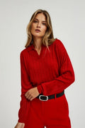 Sweter damski, czerwony, Moodo