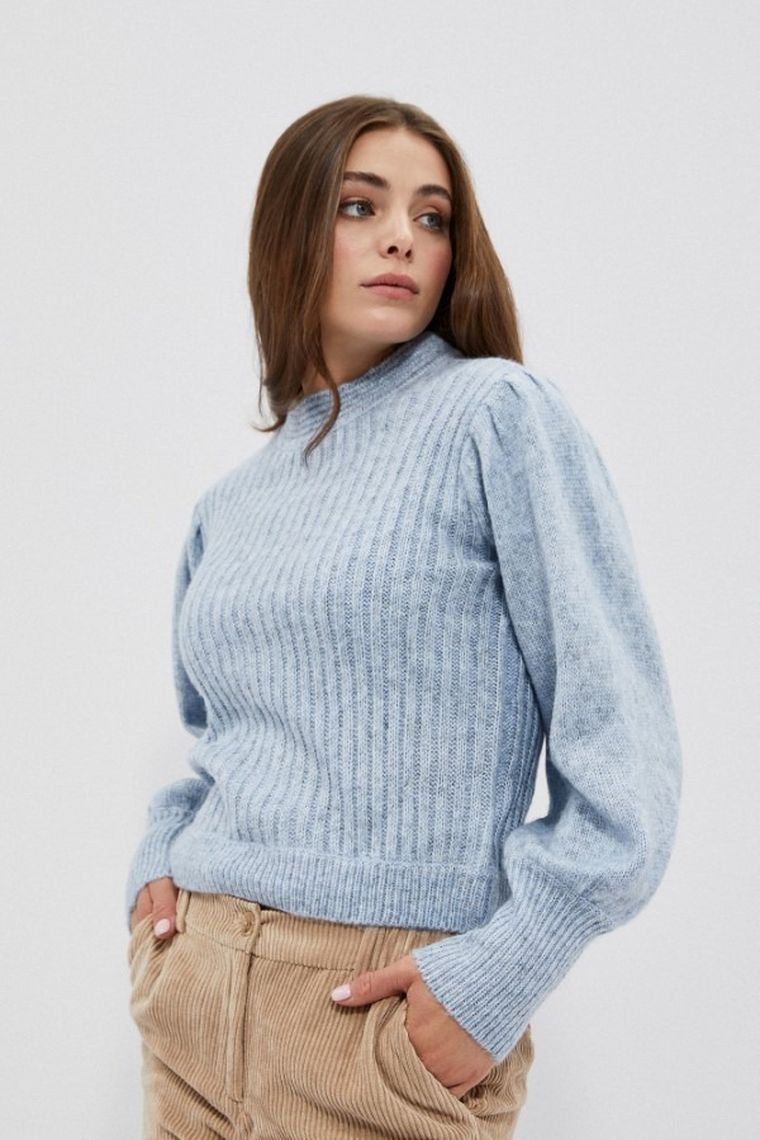 Sweter damski, niebieski, Moodo