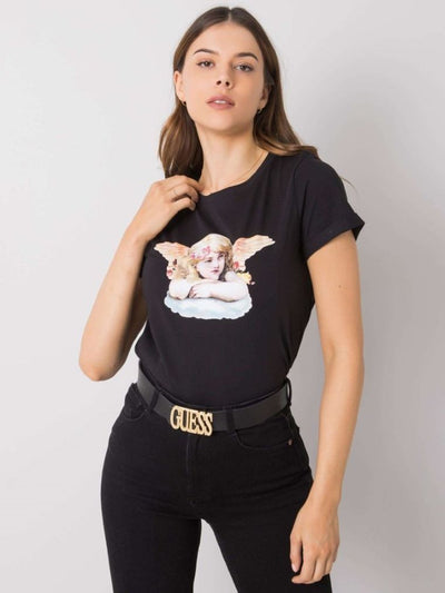 T-shirt damski, czarny, Rue Paris