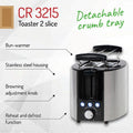 Camry, toster, 2 kromki, CR 3215