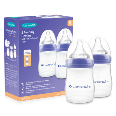 Lansinoh, NaturalWave, butelki ze smoczkami, rozmiar S, 160 ml, 2 szt.