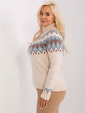 Sweter damski, plus size, niebieski, P-M