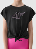 T-shirt dziewczęcy, czarny, 4F