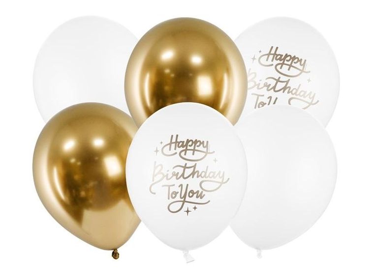 PartyDeco, balony 30 cm, Happy Birthday To You, mix, 6 szt.
