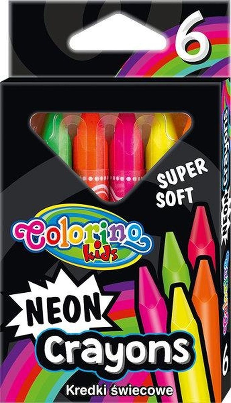 Colorino, kredki świecowe, neonowe, trójkątne, 6 kolorów