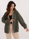 Kardigan damski, khaki, Italy Moda