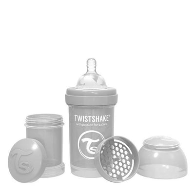 Twistshake, butelka antykolkowa, 180 ml, pastelowa szara