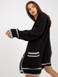 Sweter damski, rozpinany, czarny, Rue Paris
