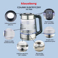 Klausberg, czajnik elektryczny, szklany, 1,7l, LED, RGB, KB-7888