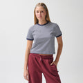T-shirt z nadrukiem w paski o kroju crop NOWEAR