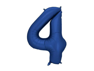 PartyDeco, balon foliowy, cyfra 4, granat, 86 cm