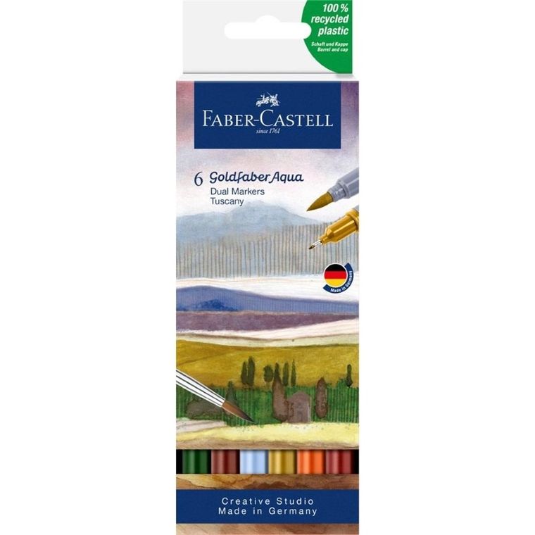 Faber-Castell, Goldfaber Aqua, pisak akwarelowy, Tuscany, 6 szt.