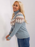 Sweter damski, plus size, niebieski, P-M