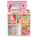 Enero Toys, drewniany domek dla lalek, LED, zestaw z lalkami i akcesoriami, XXXL