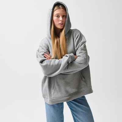 Szara bluza z kapturem o kroju oversize NOWEAR