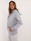Bluza damska z kapturem, rozpinana, szara, Sublevel