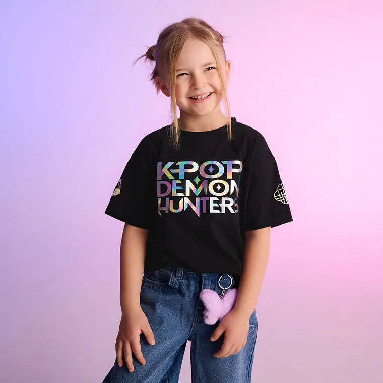 Cool Club, T-shirt dziewczęcy, czarny, K-Pop Demon Hunters