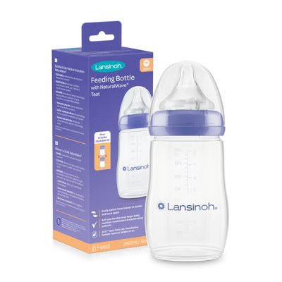 Lansinoh, Natural Wave, butelka ze smoczkiem, rozmiar M, 240 ml